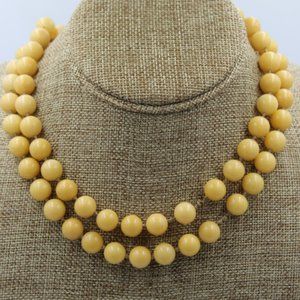 TWO STRAND YELLOW JADE NECKLACE - QUING DYNASTY - 10 MM EACH